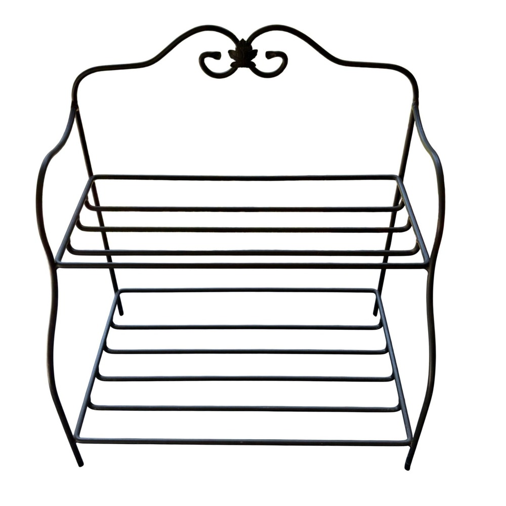 Longaberger Foundry Collection Black Wrought Iron 2 Tier Rack Shelf Stand
